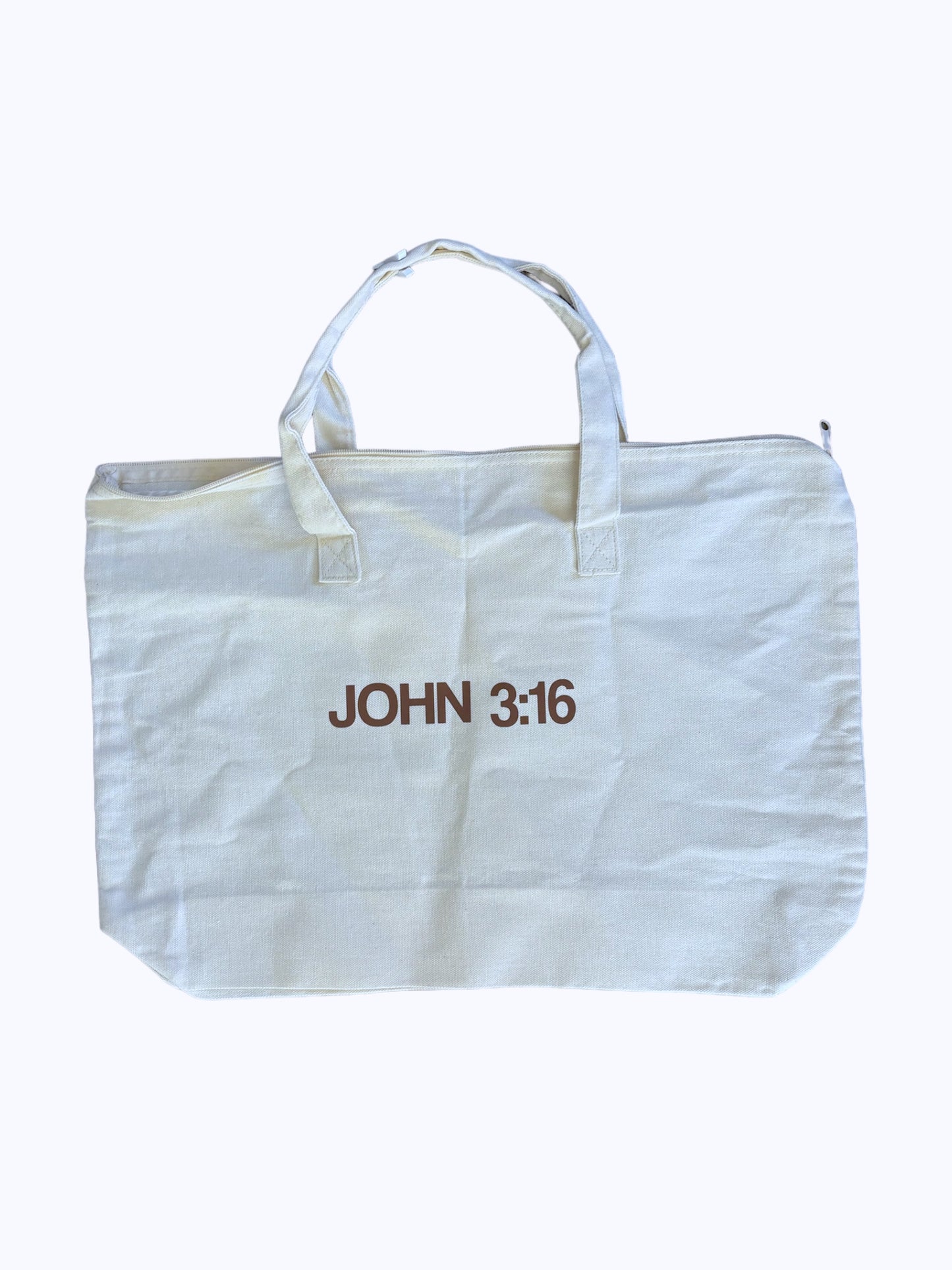 "JOHN 3:16" Large Cream Canvas Bag