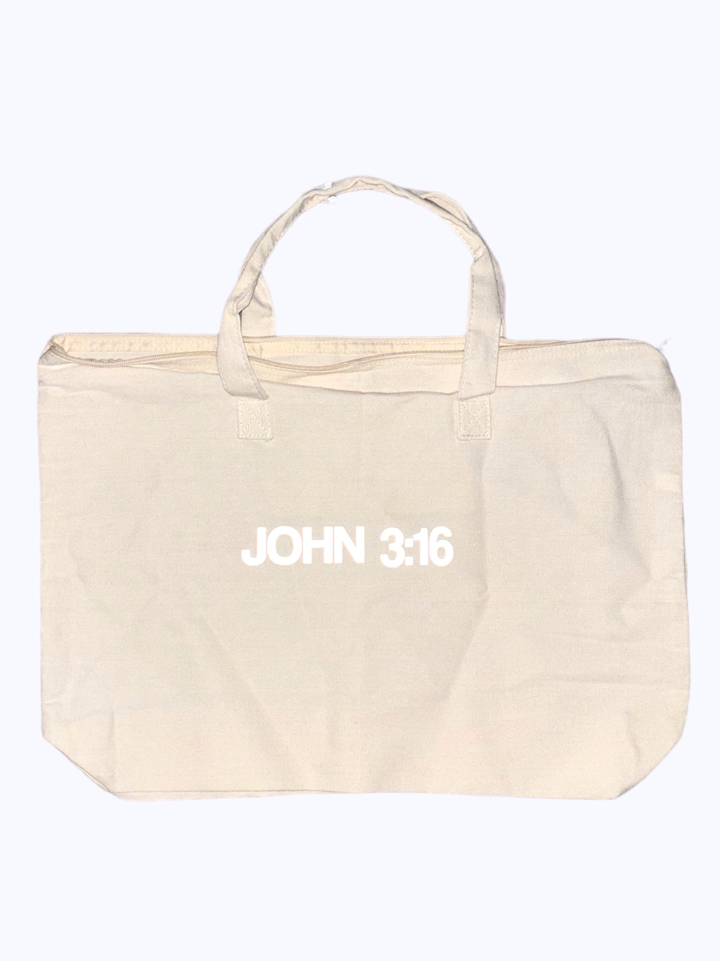 "JOHN 3:16" Large Cream Canvas Bag