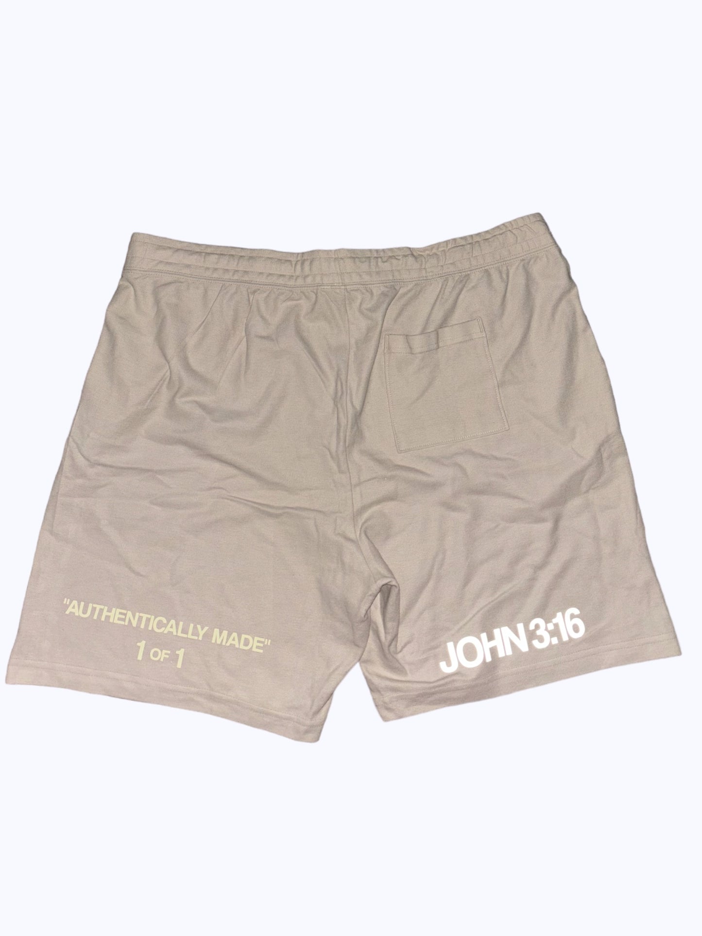 "JOHN 3:16" Cream Shorts