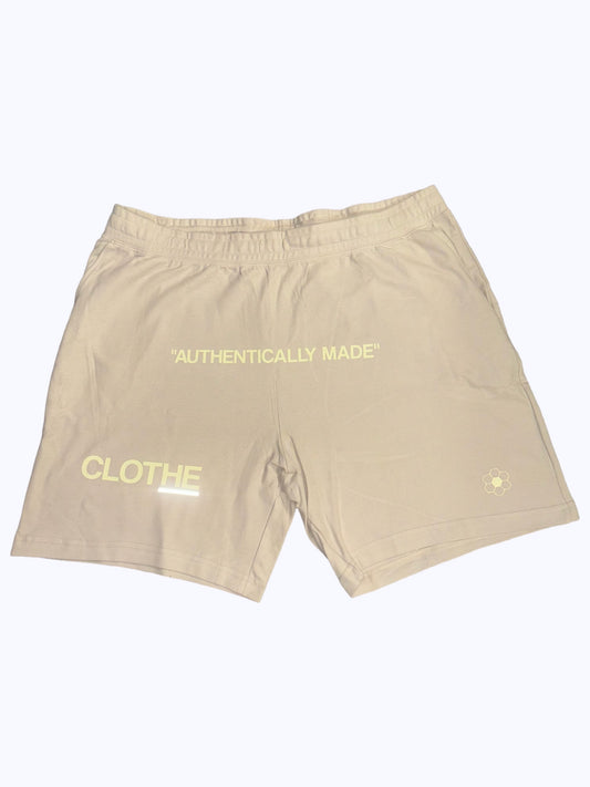 "AUTHENTICALLY MADE 1 OF 1" Cream Shorts